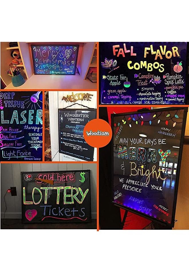 PADOM - Illuminated Led Message Writing Board Erasable Neon Effect Menu Sign Board With 8 Fluorescent Makers Remote Control 12Colors Flashing Modes Light Up Board 60Cm X 80 Cm - Image 1