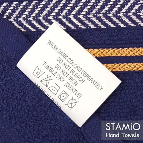 STAMIO Cotton 390 GSM Hand Towel Set of 4, 33 X 51 cm for Men, Women, Home Use, Gym, Wash Basin | Soft, Absorbent, Quick Dry, Small Size Towels, Travel Friendly | Navy Blue - Image 4