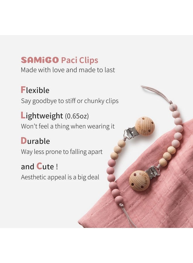 SAMiGO Pacifier Clips for Baby Girls Pacifier Holders Silicone Paci Binky Clips - 2 Pack - Image 3