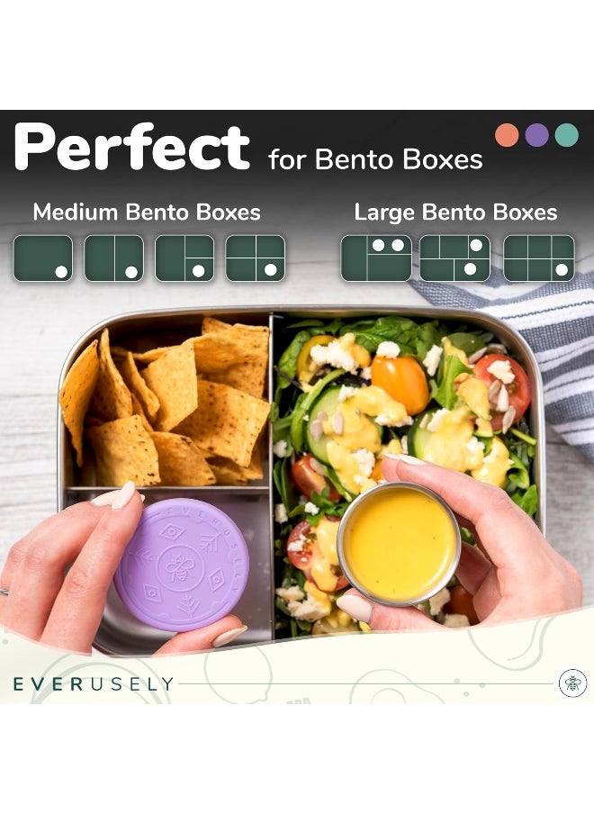 Generic - Everusely 3 x 1.7oz Leakproof Salad Dressing Container To Go, Stainless Steel Small Condiment Containers with Lids, Sauce Containers For Lunch Box, Dressing Cups with Lids, Dip Containers, Sauce Cups - Image 1