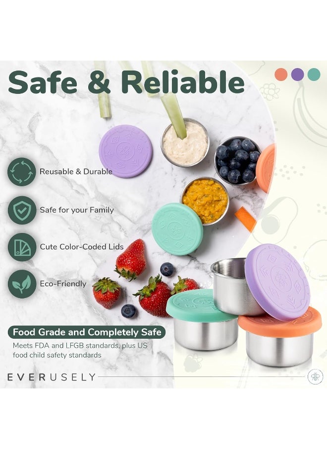 Generic - Everusely 3 x 1.7oz Leakproof Salad Dressing Container To Go, Stainless Steel Small Condiment Containers with Lids, Sauce Containers For Lunch Box, Dressing Cups with Lids, Dip Containers, Sauce Cups - Image 1