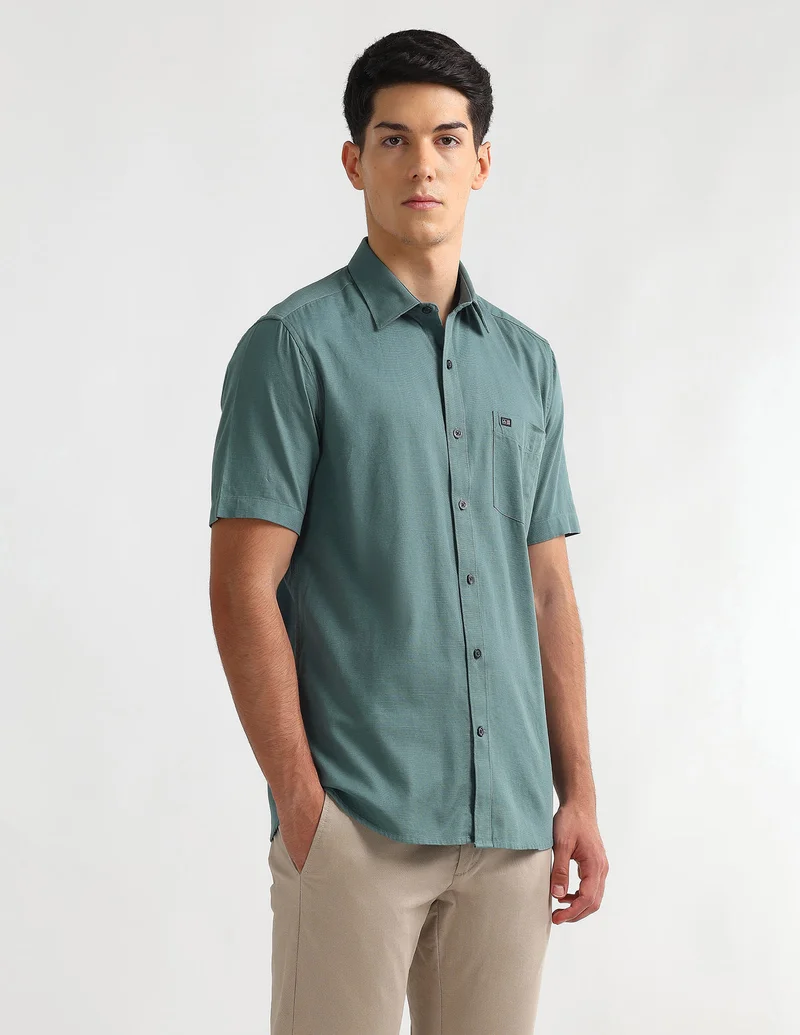 Arrow Green Dobby Regular Fit Shirt for Men | Best Price UAE