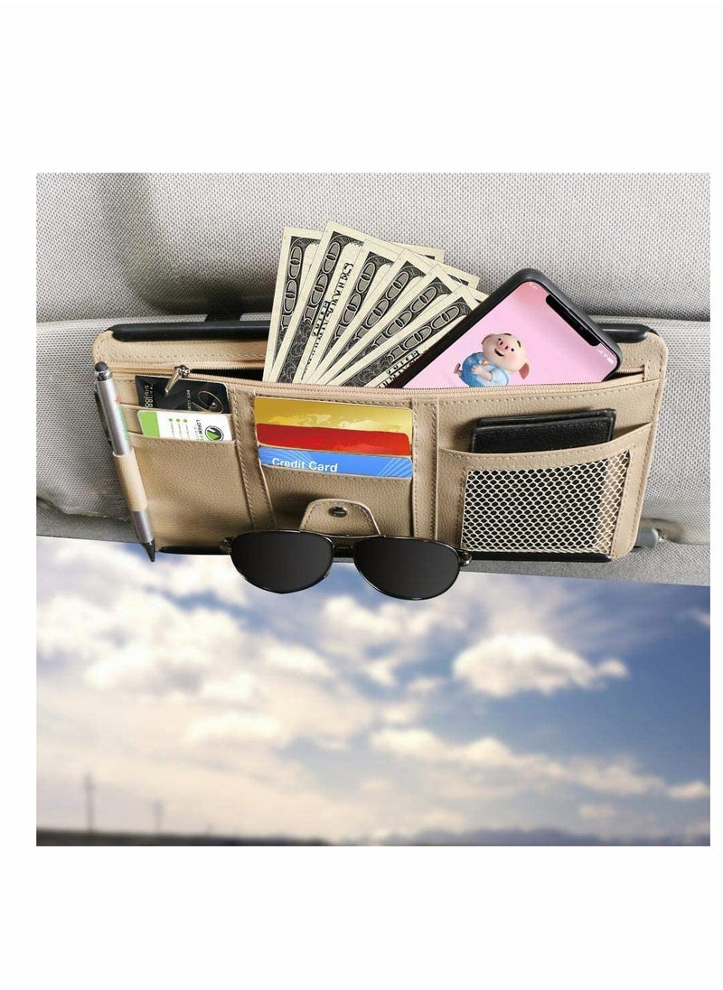 Excefore ELECDON Car Interior Accessories Pocket Organizer, Car Sun Visor Organizer Auto Visor Pocket and Interior Accessories, Auto Glasses Ticket Documents Folder Mobile Phone Organizer with Hard Back  - Image 1