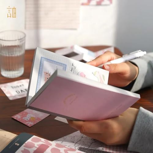 The AutoStory Scrapbooking Kit A6 Junk Journal Notebook Cute Decals Decorative Cardstock Washi Tape DIY Craft Art Diary Planner Decor Keepsake Gift for Women Teens Girls (Warm Greetings, Pink) - Image 3