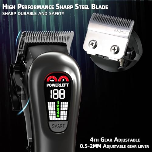 TCMKY Hair Clippers for Men Professional Hair Trimmer for Men Cordless&Corded Barber Clippers for Hair Cutting & Grooming.Rechargeable Hair Trimmer Kit for Household(Silvery) - Image 4