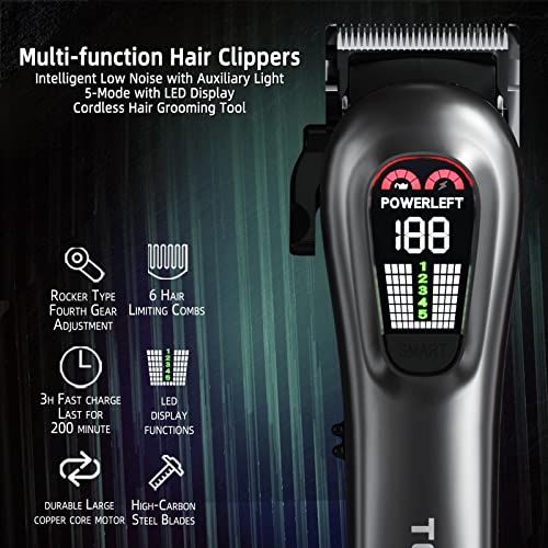TCMKY Hair Clippers for Men Professional Hair Trimmer for Men Cordless&Corded Barber Clippers for Hair Cutting & Grooming.Rechargeable Hair Trimmer Kit for Household(Silvery) - Image 2