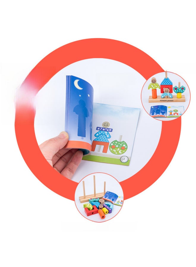 Day And Night Children's Educational Creative Patch Wooden Building Blocks 3-6 Years Old Baby's Hand-Eye Coordination Sensory Training Toy-Color:Day And Night Creative Block  - Image 4
