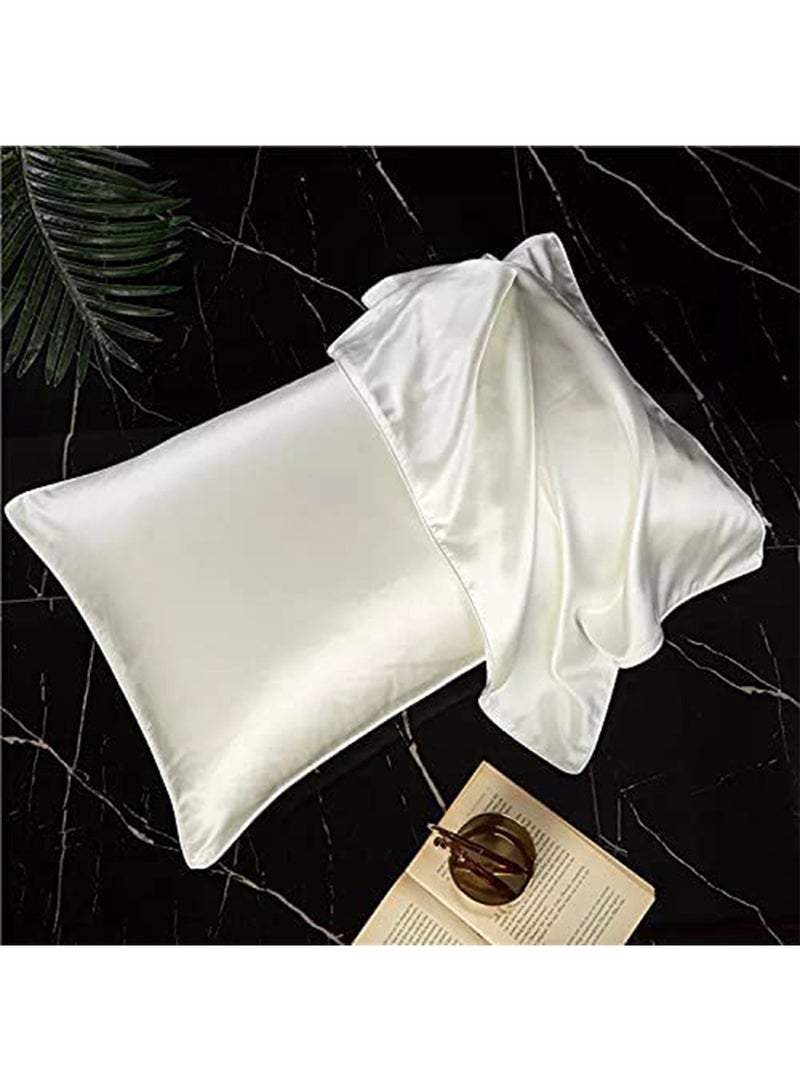 Mulberry Silk Pillowcase for Hair and Skin Soft Breathable White 48cm*74cm (White 1PC) - Image 1