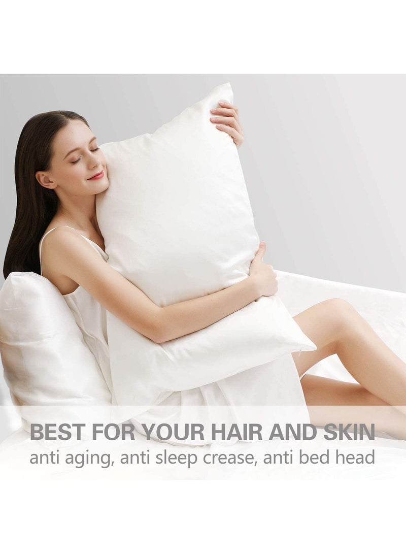 Mulberry Silk Pillowcase for Hair and Skin Soft Breathable White 48cm*74cm (White 1PC) - Image 2