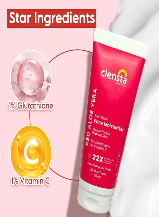 Clensta كريم مرطب للوجه من كلينستا مع الألوة فيرا الحمراء وفيتامين C، لبشرة مشرقة ومتألقة للرجال والنساء 80 جرام - Image 2
