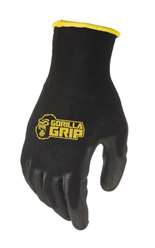 grease monkey Gorilla Grip Work Gloves, Never Slip Maximum Grip All-Purpose, Gloves for Men, Superior in Wet, Dry, Oily Conditions, Polymer Palm, Medium Size, 5 Pairs, Black/Blue | 25041-25 - Image 2
