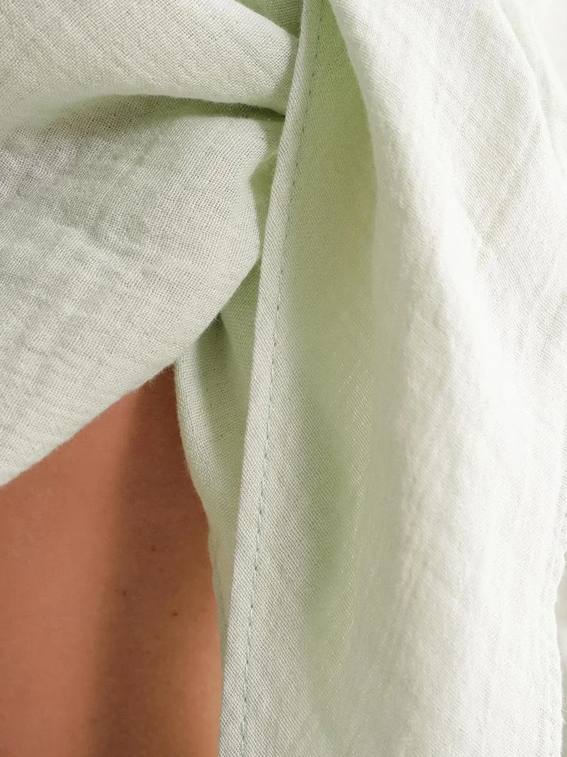 MixRay Sage Green Mixray Textured V-Neck Bolero Blouse for Women | Best Price UAE