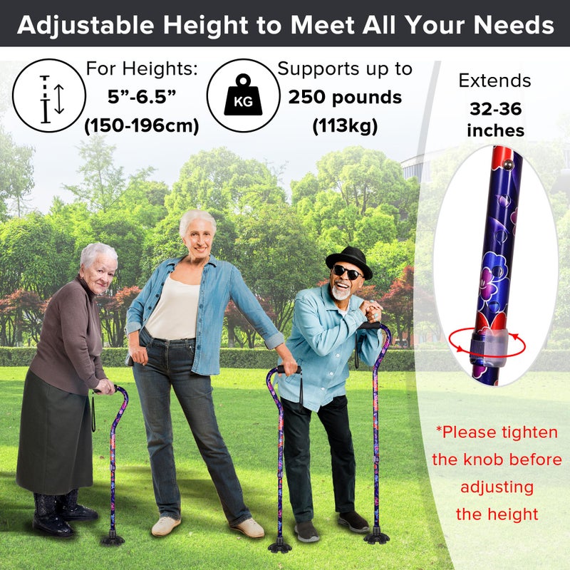 LIXIANG Elegant Walking Cane for Women, Foldable & Adjustable Cane for Seniors with Self-Standing Tip | Lightweight Mobility Aid for Stability & Balance Support - Image 4