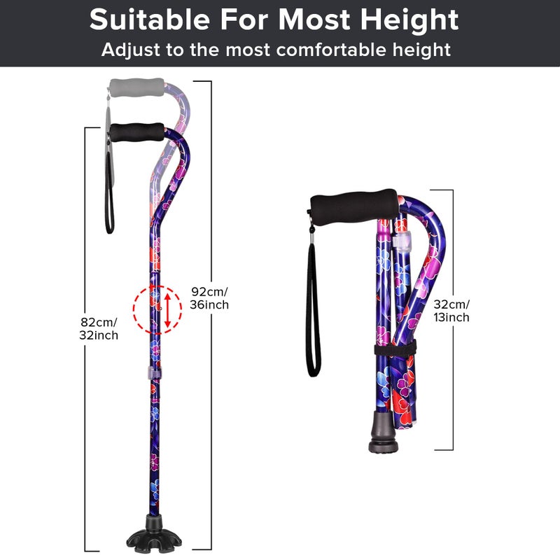 LIXIANG Elegant Walking Cane for Women, Foldable & Adjustable Cane for Seniors with Self-Standing Tip | Lightweight Mobility Aid for Stability & Balance Support - Image 2