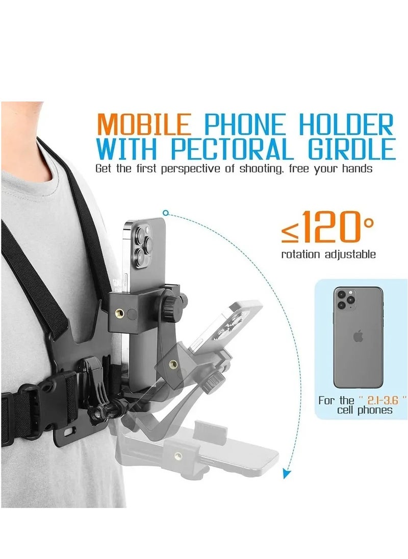Generic Camera Chest Mount Strap Harness Fit for AKASO DJI Osmo Adjustable Cell Phone with Sports Installation Bracket kit Mobile Bracket Backpack Clip Holder  - Image 3