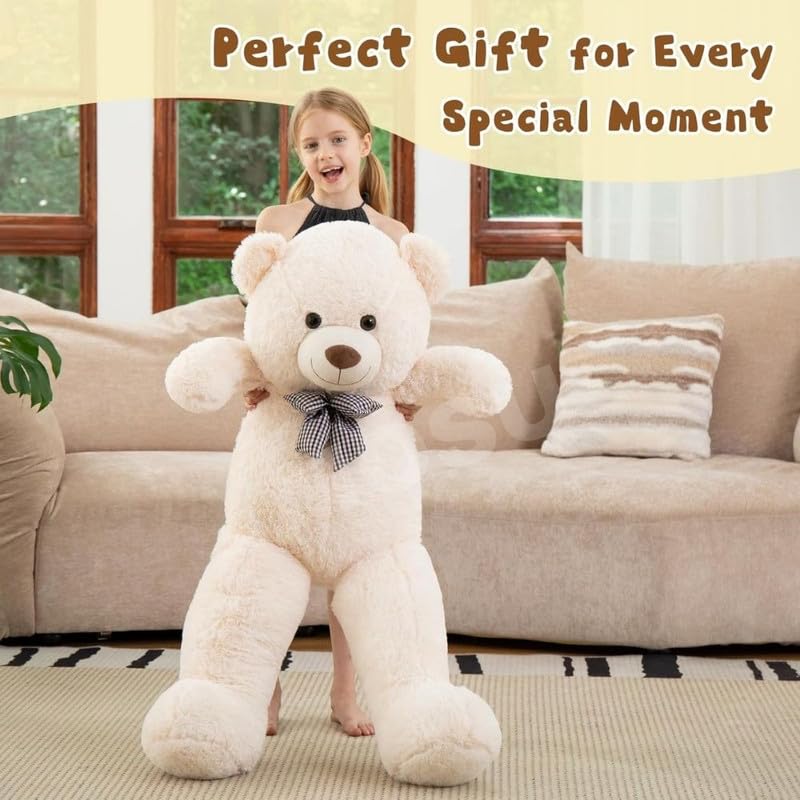 MOSU Giant Teddy Bear 6 Feet Big Cream Stuffed Animal Stuffed Bears, Valentines Teddy Bear Gift for Women Girlfriend Boyfriend, Soft Lifesize Bear Plush for Girl Boy, Plush Gift for Kids (6 Feet) - Image 3