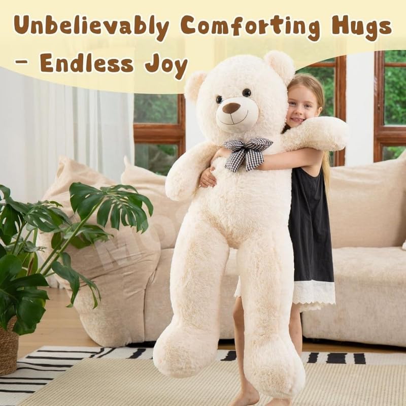 MOSU Giant Teddy Bear 6 Feet Big Cream Stuffed Animal Stuffed Bears, Valentines Teddy Bear Gift for Women Girlfriend Boyfriend, Soft Lifesize Bear Plush for Girl Boy, Plush Gift for Kids (6 Feet) - Image 4