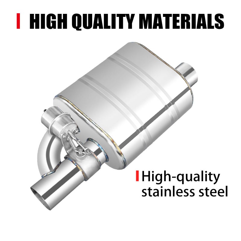 peastorm 3 Inch Valved Muffler Exhaust Cutout with Muffler Cat Back Exhaust System Kit - Image 5