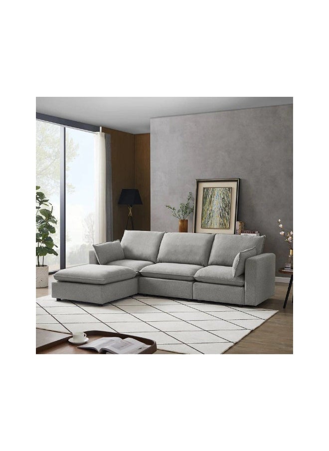 Homzmart MDF and Linen L-Shape Sofa - Grey  - Image 1
