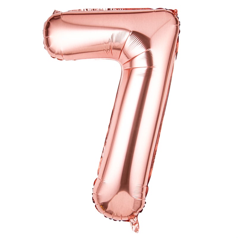 Restaurantware-Balloonify 40 Inch Number Balloon, 1 Large Digital Party Balloon - Number 7, Self-Sealing, Rose Gold Foil Mylar Balloon, Hanging Loop, Decoration For Birthday, Wedding, Or Graduation - Image 1