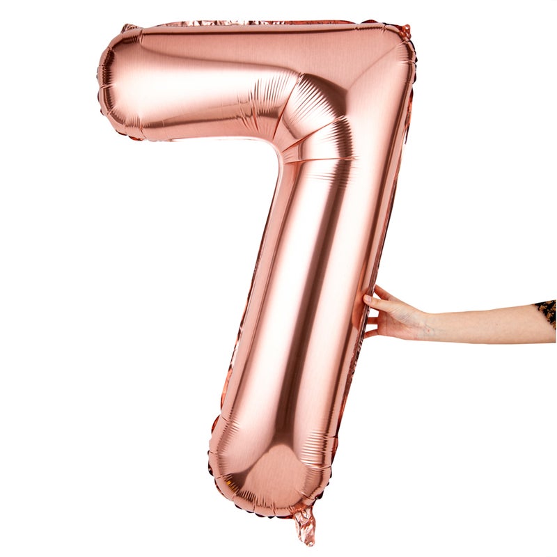 Restaurantware-Balloonify 40 Inch Number Balloon, 1 Large Digital Party Balloon - Number 7, Self-Sealing, Rose Gold Foil Mylar Balloon, Hanging Loop, Decoration For Birthday, Wedding, Or Graduation - Image 2
