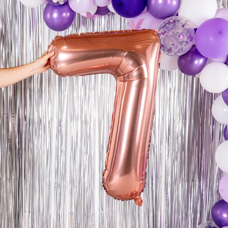 Restaurantware-Balloonify 40 Inch Number Balloon, 1 Large Digital Party Balloon - Number 7, Self-Sealing, Rose Gold Foil Mylar Balloon, Hanging Loop, Decoration For Birthday, Wedding, Or Graduation - Image 5
