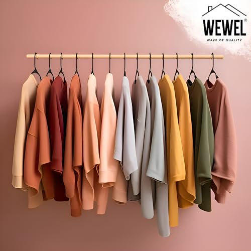 WEWEL® 16 Pcs Premium Clothes Hangers for Hanging Cloths, Elevate Your Wardrobe Organization in Multicolors with Cloth Hanger (16, Black) - Image 3