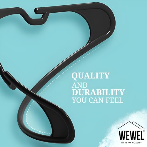 WEWEL® 16 Pcs Premium Clothes Hangers for Hanging Cloths, Elevate Your Wardrobe Organization in Multicolors with Cloth Hanger (16, Black) - Image 5