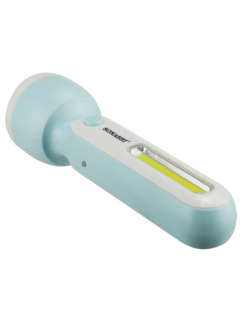 SONASHI Rechargeable LED Flashlight  1 Pc Bright LED with Charge Indicator  800mAh Battery with Continuous Working of 2 Hours  Portable and Durable Product for Emergencies and Camps SPLT-108N Green  - Image 4