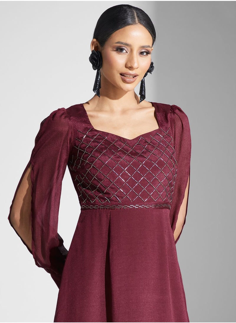 Ella Limited Edition - Slit Sleeve Embellished Dress - Image 1