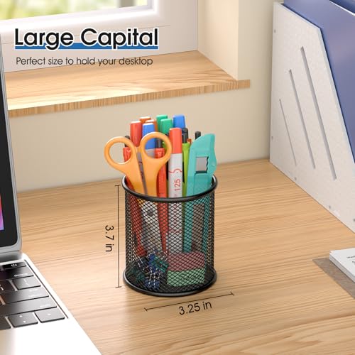 MaxGear Pen Holder, 3 Pack Pencil Holder for Desk, Premium Mesh Metal Desk Organizer with Non-Slip EVA Pad, Desk Accessories & Workspace Organizers for Home, School & Office, Black, 3.7’’ Tall - Image 5