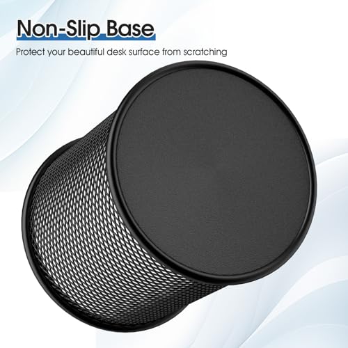 MaxGear Pen Holder, 3 Pack Pencil Holder for Desk, Premium Mesh Metal Desk Organizer with Non-Slip EVA Pad, Desk Accessories & Workspace Organizers for Home, School & Office, Black, 3.7’’ Tall - Image 3