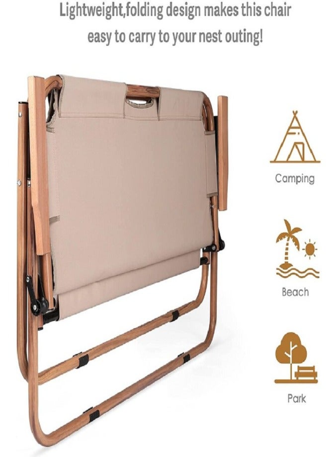 ليفي كرسي تخييم قابل للطي (شخصين)، مقعد مزدوج محمول مع مسند ذراع خشبي، إطار فولاذي شديد التحمل، قماش أكسفورد 600D، مقعد خارجي خفيف الوزن للتخييم والشاطئ والحديقة والمشي لمسافات طويلة والفناء - Image 4