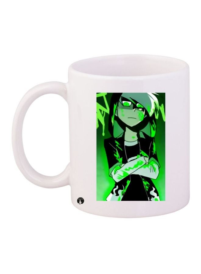 RYN Animated Character Printed Coffee Mug White/Green/Black 11ounce