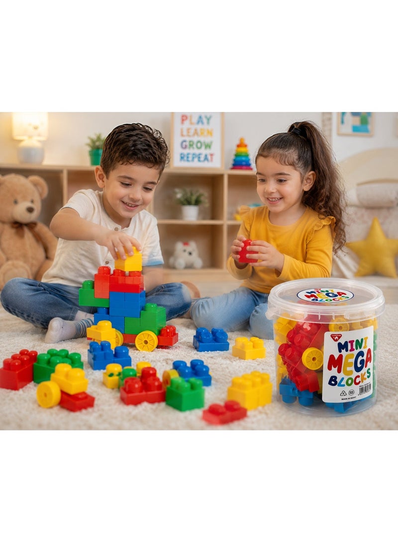 Mega Bloks Mini Mega Building Blocks Set – 32 Large Colorful Construction Pieces in Transparent Storage Bucket – Creative Educational Building Toy for Imaginative Play - Image 2