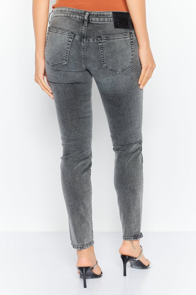 DIESEL Women Slim Fit Washed D-Jevel Jeans, Charcoal - Image 4