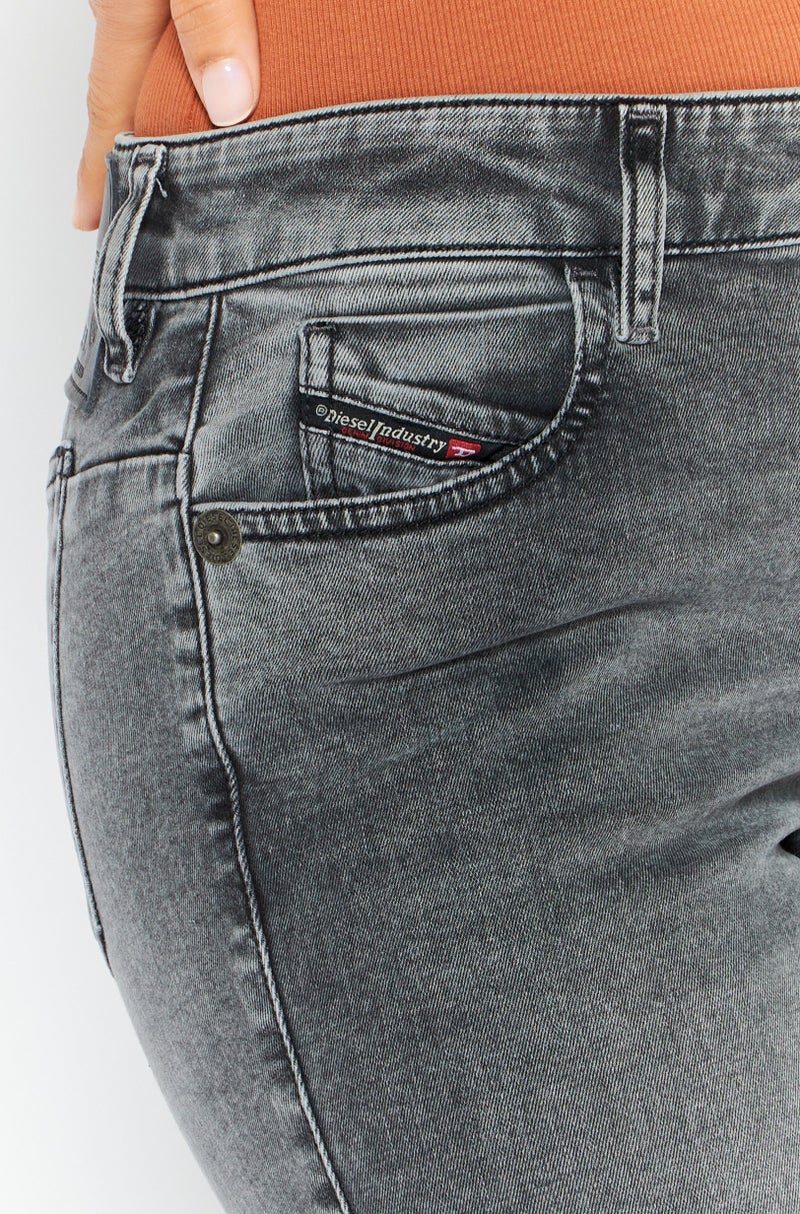 DIESEL Women Slim Fit Washed D-Jevel Jeans, Charcoal - Image 3