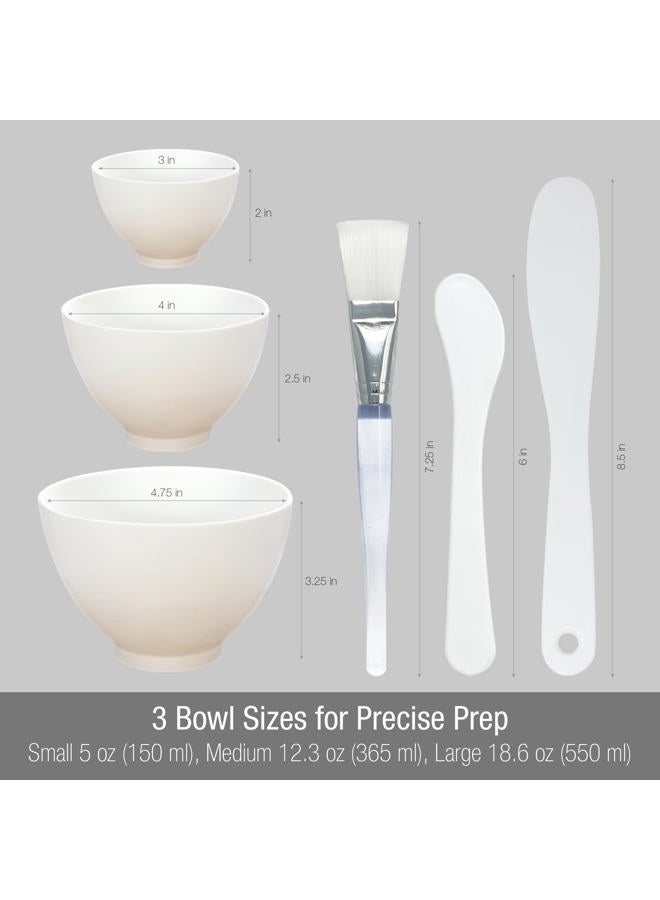 Appearus Facial Mask Silicone Mixing Bowl Set – 6-Piece Spa Skincare Kit with 3 Mixing Bowls, Brush & Spatulas – Reusable, Microwave & Dishwasher Safe – White - Image 3
