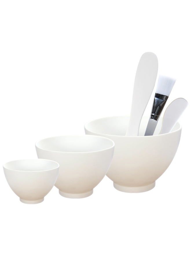 Appearus Facial Mask Silicone Mixing Bowl Set – 6-Piece Spa Skincare Kit with 3 Mixing Bowls, Brush & Spatulas – Reusable, Microwave & Dishwasher Safe – White - Image 1