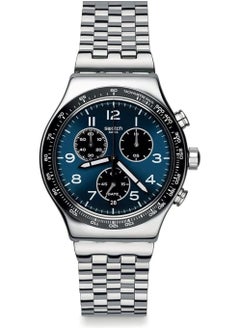 Swatch Watch for Men, Quartz Movement, Analog Display, Silver Stainless Steel Strap-YVS423GC