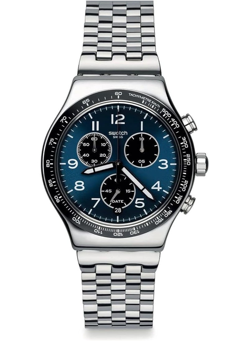 Swatch Swatch Watch for Men, Quartz Movement, Analog Display, Silver Stainless Steel Strap-YVS423GC 