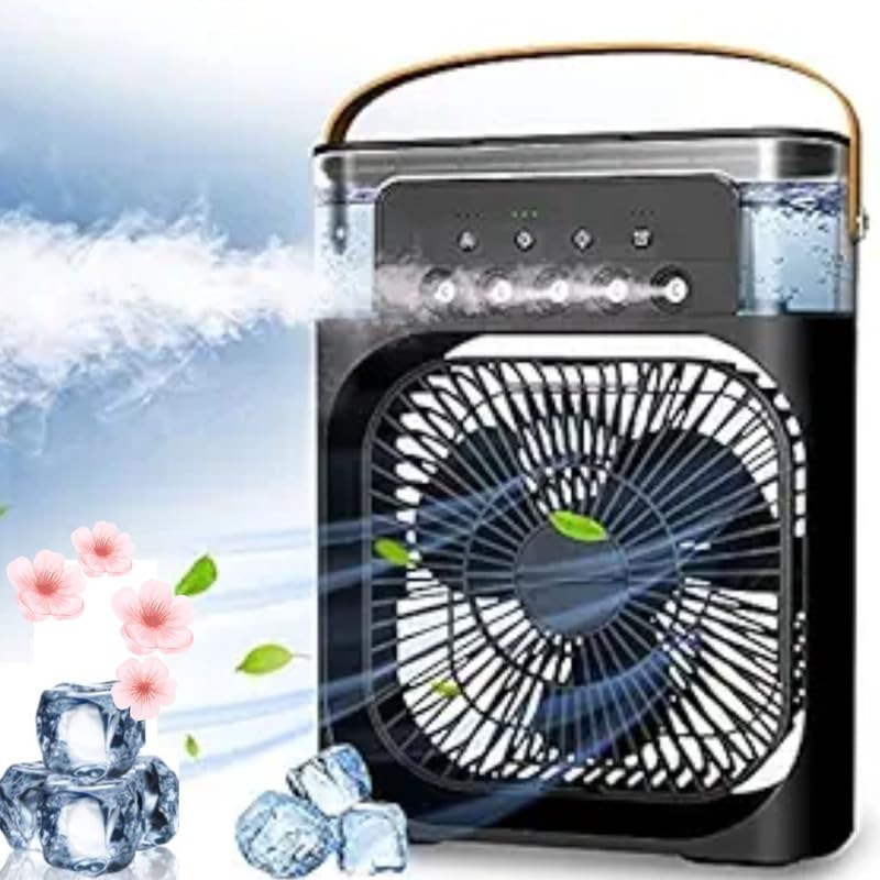 Enfogo Enfogo FIRST TIME IN EVER WITH LIFETIME REPLACEMENT WARRANTY Elevate comfort with the Portable Air Conditioner Fan This air fan features a 500 ml water tank with 7 colors LED light_Multicolor  - Image 1