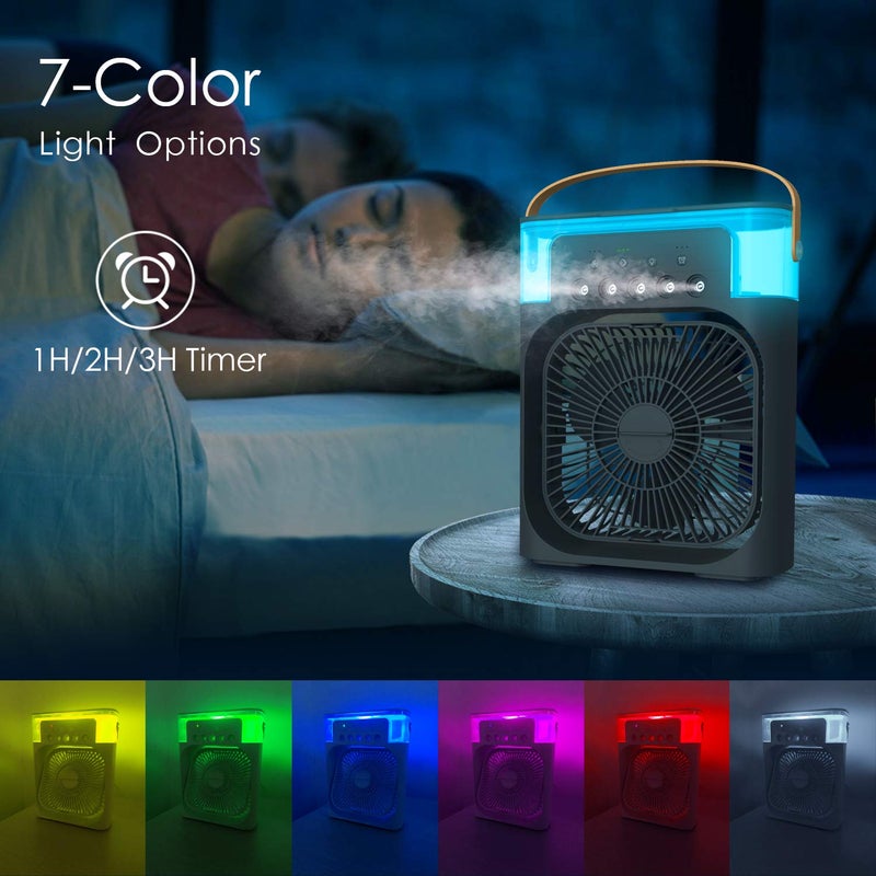 Enfogo Enfogo FIRST TIME IN EVER WITH LIFETIME REPLACEMENT WARRANTY Elevate comfort with the Portable Air Conditioner Fan This air fan features a 500 ml water tank with 7 colors LED light_Multicolor  - Image 4
