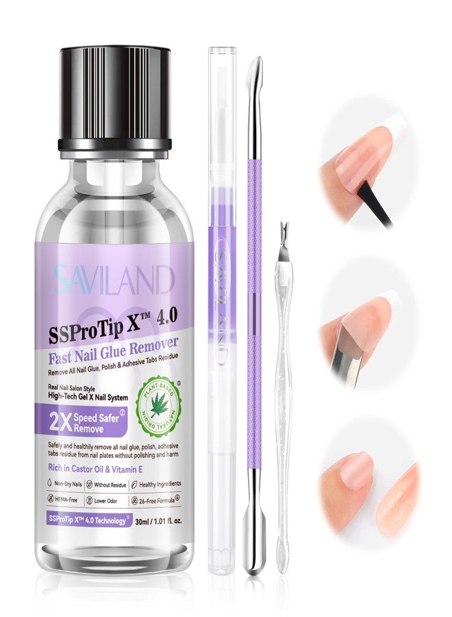 SAVILAND Nail Glue Remover Kit: Press On Nail Remover Nail Prep Kit with Cuticle Tools Easy Removal of Nails Glue and Acrylic Nails Tips 30 ml Debonder Serum and Cuticle Oil Pen Salon Home - Image 1