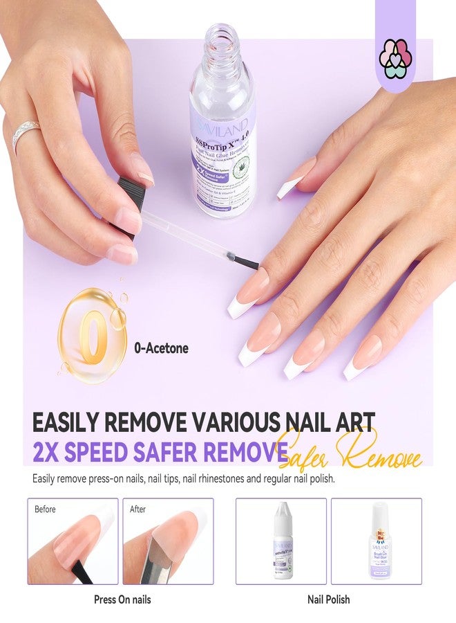 SAVILAND Nail Glue Remover Kit: Press On Nail Remover Nail Prep Kit with Cuticle Tools Easy Removal of Nails Glue and Acrylic Nails Tips 30 ml Debonder Serum and Cuticle Oil Pen Salon Home - Image 2