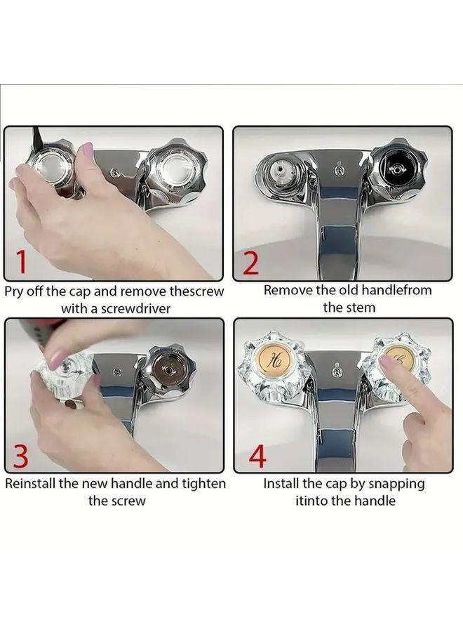 زوج من مقابض صنبور الحمام، مقابض استبدال صنبور الحمام والاستحمام الساخن والبارد - Image 5