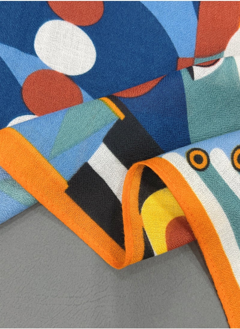 Generic - Luxury Geometric Print Polyester Silk Scarf – Vibrant Abstract Design - Image 1