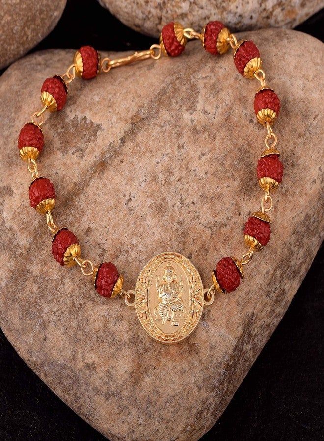 morir مصمم مورير مطلي بالذهب طراز غانيش جيني مع شريط رودراكشا راخي للأخ بهايا بهابهي لسوار راكشاباندان راخي - Image 3