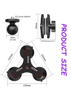General Triple Suction Cup Mount Car Windshield Suction Cup Mount for Insta360 ONE X3, X2, X, R, RS, GO 2, GoPro and DJI OSMO Action 2 3 Cameras  - Image 2