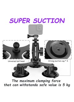 General Triple Suction Cup Mount Car Windshield Suction Cup Mount for Insta360 ONE X3, X2, X, R, RS, GO 2, GoPro and DJI OSMO Action 2 3 Cameras  - Image 3